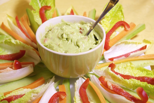 Guacamole con palitos de verduras