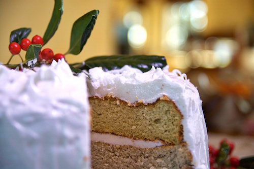 Pastel nevado de navidad